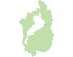 滋賀県　地図　黄緑　斑点　イラスト