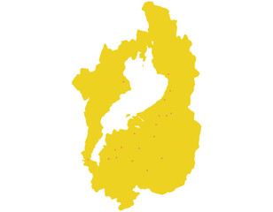 Obraz premium 滋賀県 地図 黄色 斑点 イラスト