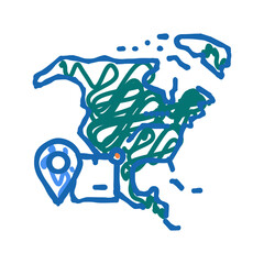 north america shipment tracking icon doodle illustration