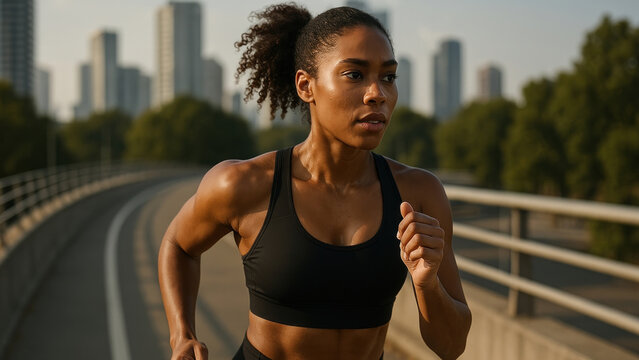 Focused athlete running outdoors