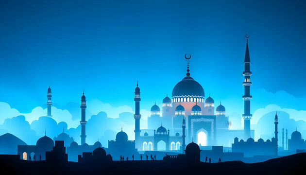 Silhouette of an Iconic Structure Against a Blue Twilight Sky