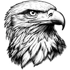 Eagle vector illustration, vintage engraving style, black woodcut bird sketch, hand drawn majestic raptor, antique print effect, bold wildlife graphic, retro eagle artwork,
