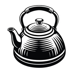 Tea pot with steam logo design concept, Teapot Silhouette Vector, Elegant teapot silhouette vector