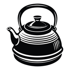 Tea pot with steam logo design concept, Teapot Silhouette Vector, Elegant teapot silhouette vector