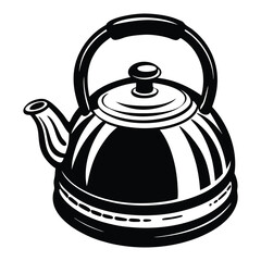 Tea pot with steam logo design concept, Teapot Silhouette Vector, Elegant teapot silhouette vector