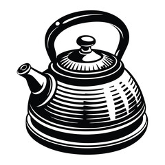 Tea pot with steam logo design concept, Teapot Silhouette Vector, Elegant teapot silhouette vector
