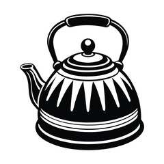 Tea pot with steam logo design concept, Teapot Silhouette Vector, Elegant teapot silhouette vector