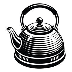 Tea pot with steam logo design concept, Teapot Silhouette Vector, Elegant teapot silhouette vector