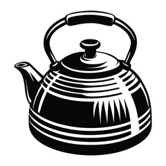 Tea pot with steam logo design concept, Teapot Silhouette Vector, Elegant teapot silhouette vector