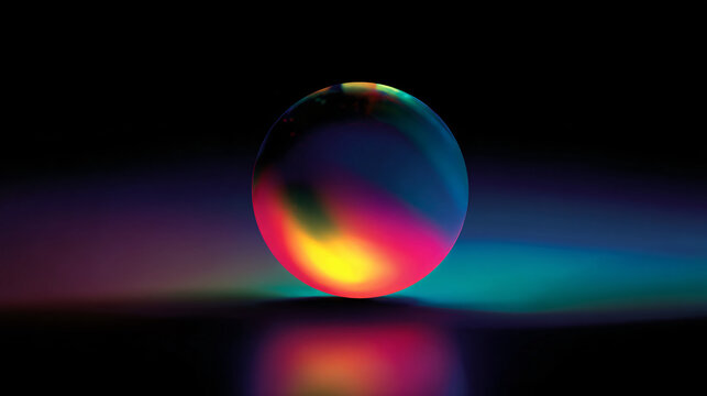 A rounded holographical gradient sphere button vivid and smooth in design.