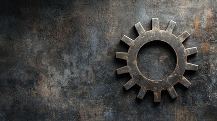 Fototapeta premium Sleek industrial-style gear sticker for a workshop wall