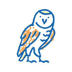 owl wild bird icon doodle illustration