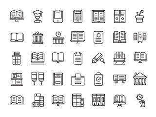 Library Study Icon Connects Students to Knowledge.eps