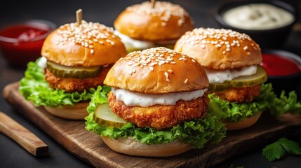 Delicious Crispy Chicken Sliders with Creamy Sauce and Pickles