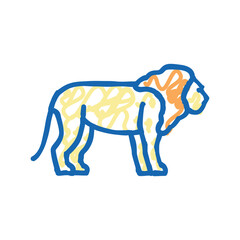 lion animal in zoo icon doodle illustration