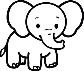 Elephant line art for drawing and coloring book