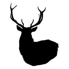 Deer silhouette isolated over white background.Graceful deer silhouette element designs.Deer symbol vector for fantasy art and wildlife related projects.Antler buck icon. Majestic deer icon.