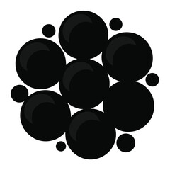 Flat Black Vector Illustration of Blood Molecule Structure Representing Hemoglobin, Medical Science, Biology, and Human Health on White Background