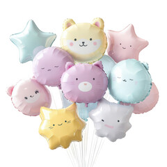 Children's party balloon bunch with animals and stars