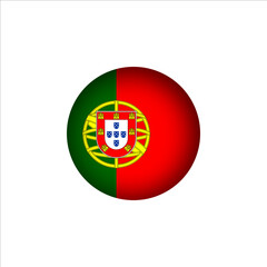 The flag of Portugal is shaped like a 3D sphere. Portugal flag logo illustration. Portugal flag icon.
