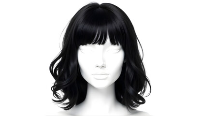 purple, brown, black, yleow, green, blue wigs on transparent background, PNG.