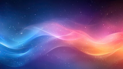 Obraz premium Colorful gradient waves intertwine. Starry effects. Blue, purple, orange hues flow and blend seamlessly