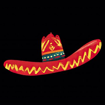 Traditional Mexican Sombrero Hat with Decorative Embroidery Illustration