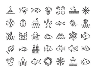 Marine Ecology Icon Exploring Underwater Ecosystems Together.eps