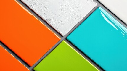 Colorful Mosaic Tile Arrangement with Glossy and Matte Finishes