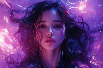 A captivating portrait of a female figure in vibrant hues.