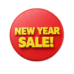 Obraz premium Red Round New Year Sale Button or Label isolated on a transparent background 