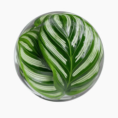 Calathea Ornata Leaves in a Glass Sphere Lush Tropical Greenery