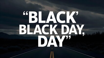 A dramatic image featuring the text "Black' Black Day, Day" displayed on a dark, ominous road scene.