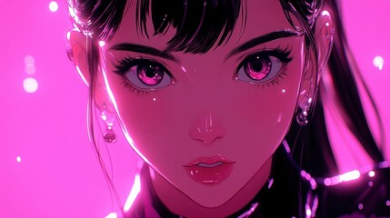 Close-up digital portrait of a stylized female figure.