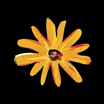 Yellow Flower with Bold Petals on Dark Background