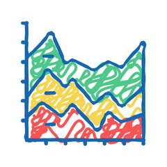 stacked area chart icon doodle illustration