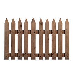 Fototapeta premium Wooden picket fence, classic design, rustic charm, brown wood fence