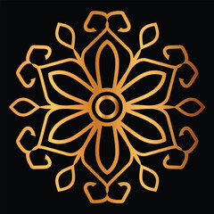 Elegant Golden Mandala Design on Black Background