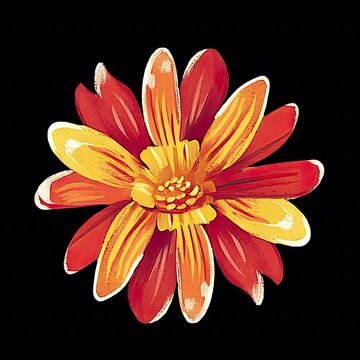 Vibrant Yellow Flower Illustration on Black Background