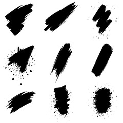 Brush line set. Vector calligraphy paint strokes. Vintage Chinese brushstrokes collection