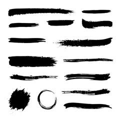 Brush line set. Vector calligraphy paint strokes. Vintage Chinese brushstrokes collection