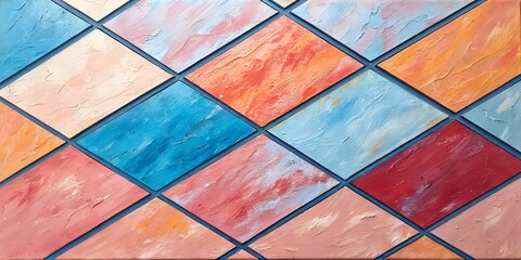 Abstract Diamond Pattern Artwork with Pastel and Earthy Hues