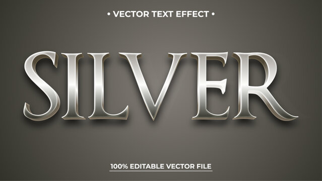 Silver text, textured silver color style editable text effect