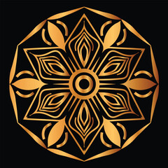 Elegant Gold Mandala Design on Black Background