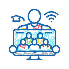 teach online classes icon doodle illustration