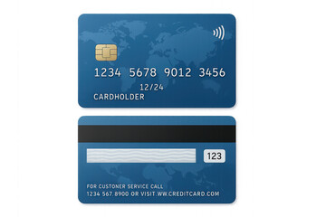 A credit card with the words "credit card" isolated on transparent background.