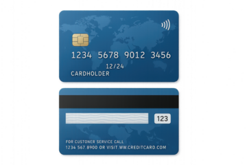 A credit card with the words "credit card" isolated on transparent background.