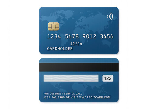 A credit card with the words "credit card" isolated on transparent background.