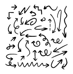 Hand drawn arrow collection on black colour