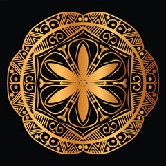 Elegant Gold Mandala Design on Black Background